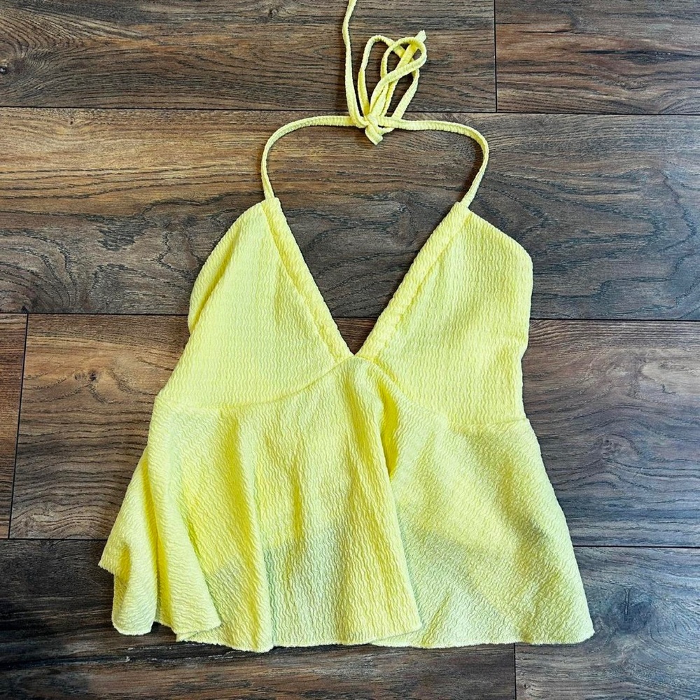 SHEIN Yellow Asymmetrical Tie Front Camisole